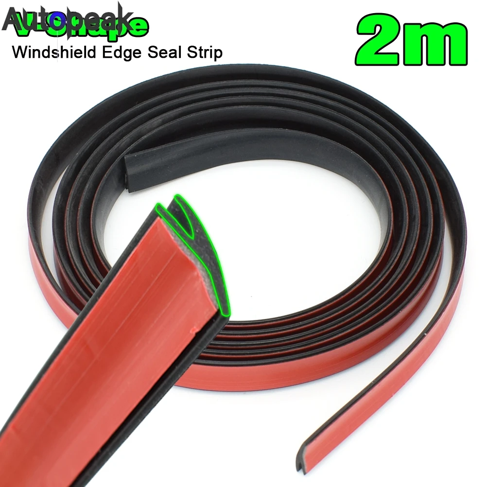 Universal Car V Shape Rubber Seal Weather Strip Windshield Hollow Glass Window Edge Moulding Trim Decorate Weatherstrip 2 Meter