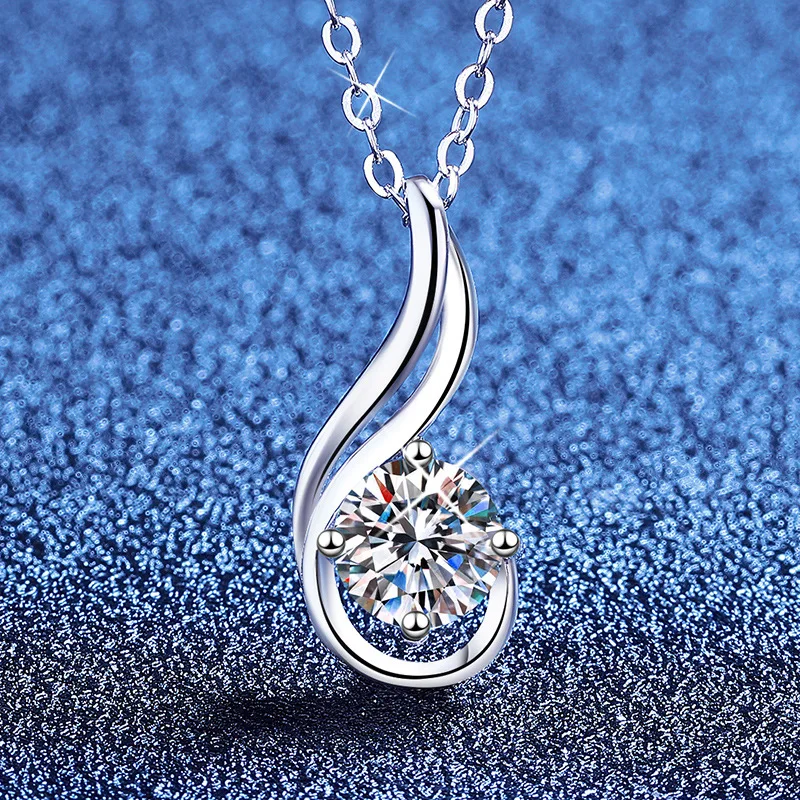 PT950 1Ct Infinity Note Necklace Japanese-Korean Minimalist Water Drop Pendant Hypoallergenic Platinum Jewelry Gift