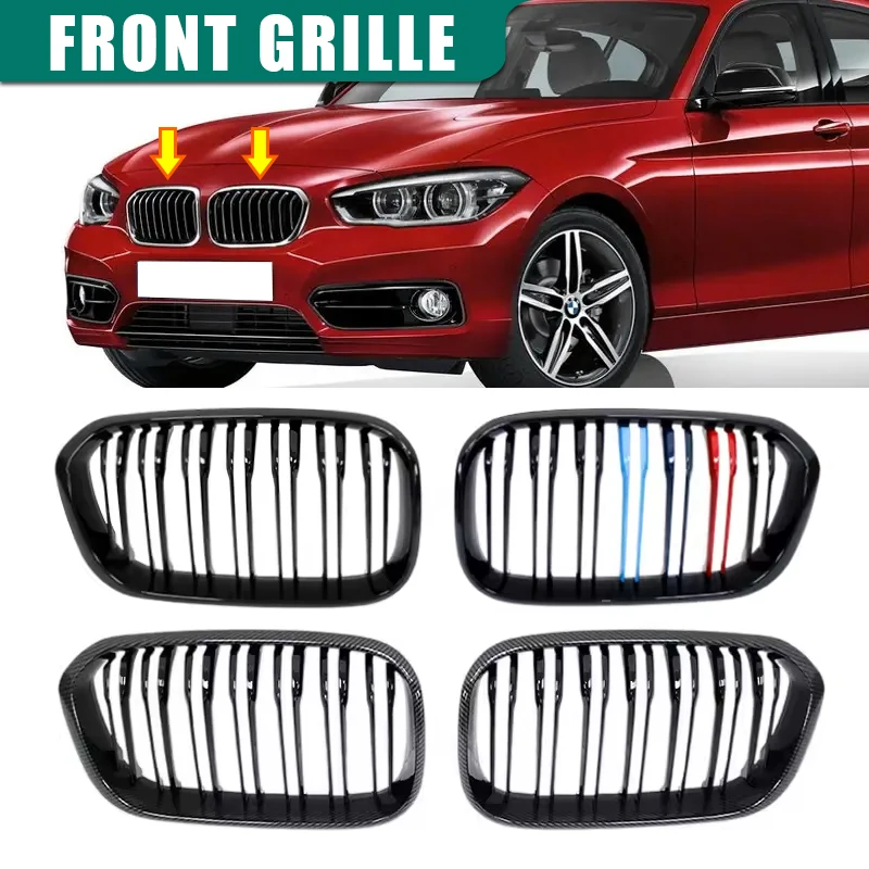 2015-2017 سباق مصبغة لسيارات BMW F20 F21 120i LCI 1 Series 2015 2016 2017 لامع أسود الجبهة الكلى شواء مصبغة 2 شرائح #1