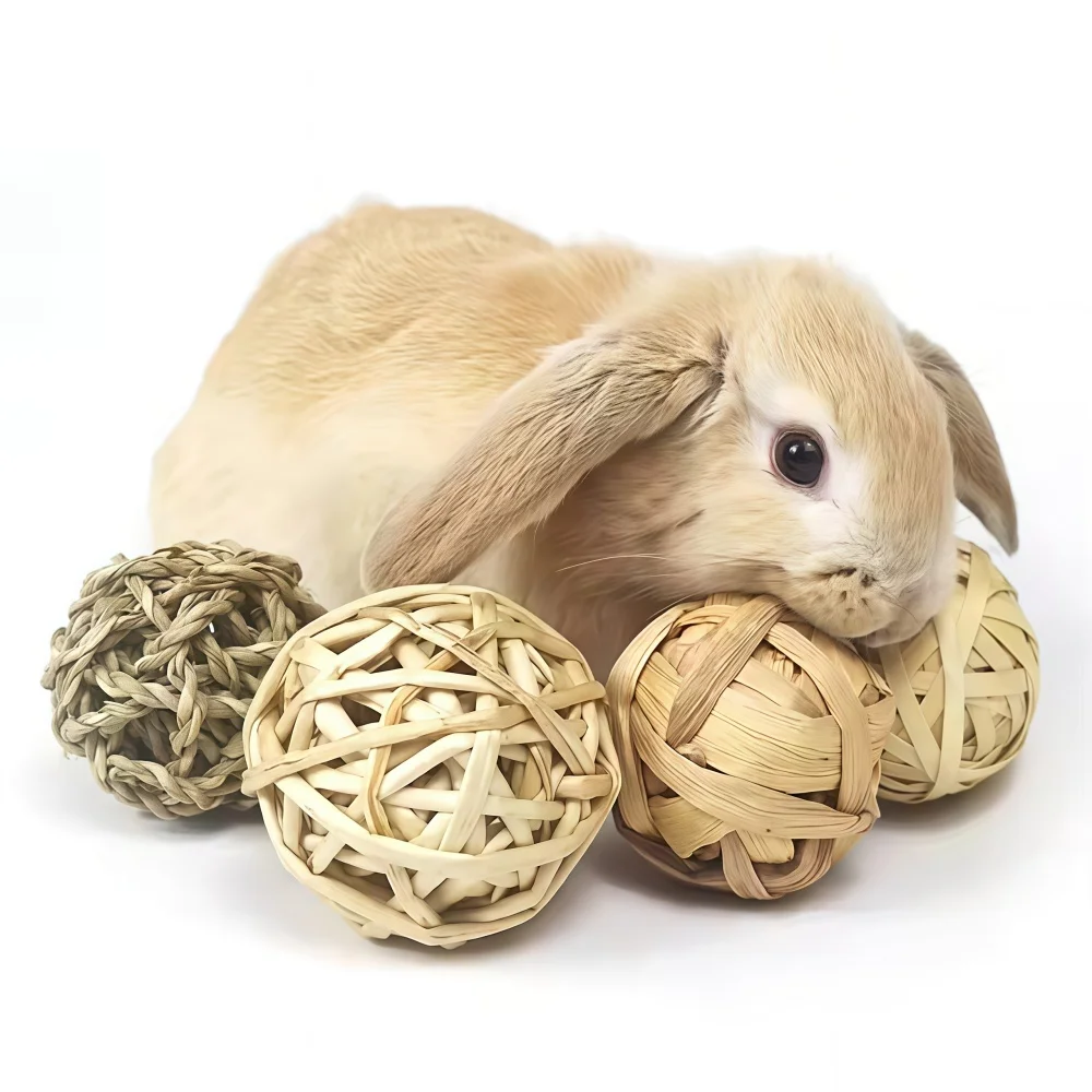 1 unidad de juguetes de actividad para masticar, divertidas bolas de heno y hierba para chinchillas, conejillos de indias, ratas, conejos, hámsteres, degus, conejillos de las antillas y otros animales pequeños