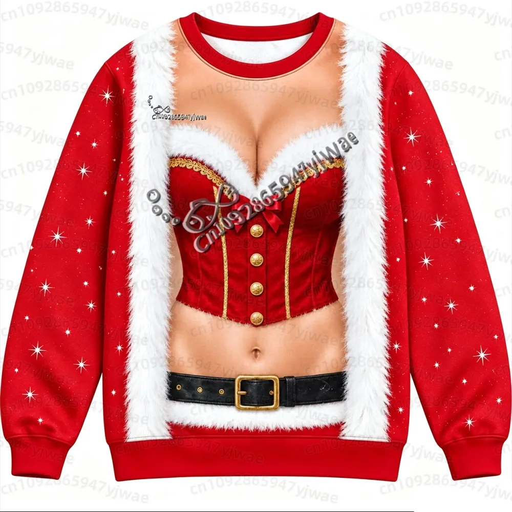 2026 Winter Women Men Funny Ugly Christmas O-Neck Sweatshirt Novelty Holiday Sweatshirt, Christmas Party Outfit Women Hoodies