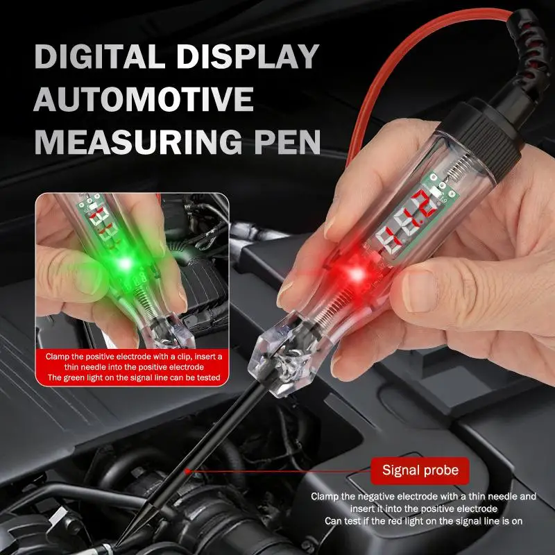 Handheld Car Voltage Tester Digital Screen 5V-110V Multifunction Diagnostic for Electrical System Check
