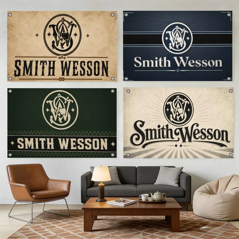 S-Smith & Wesson Flags Home Yard & Garden Decor Banner - Indoor Outdoor Wall Hanging Flag