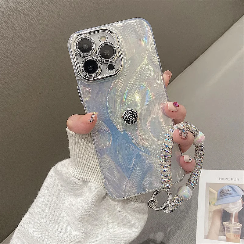Lujosa funda de teléfono con patrón en relieve de cuero para iPhone, 15, 14, 13, 12 Pro Max, tendencia de moda, letra dorada caliente, cubierta de Color sólido
