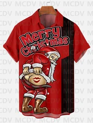 Capodanno Merry Xmas Kiss Beer camicie hawaiane per uomo floreale Casual natale divertente Santa Harajuku top stampa 3D vestiti per le vacanze