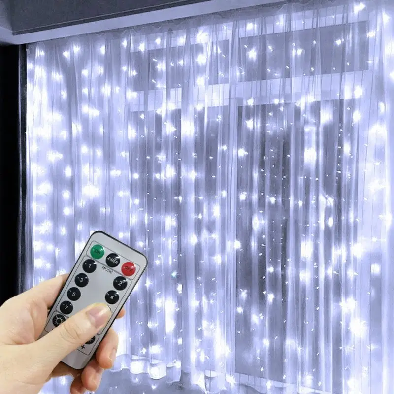 LED Curtain Garland String Lights USB Remote 8 Modes Fairy Light for Home Bedroom New Year Wedding Party Christmas Decorations