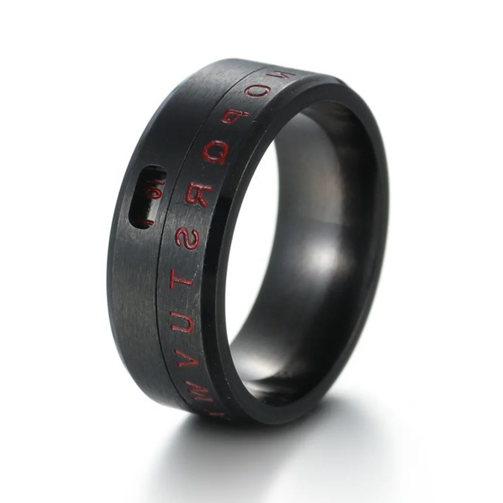 Titanium Steel Rotatable Number Ring New Letter Ring Jewelry