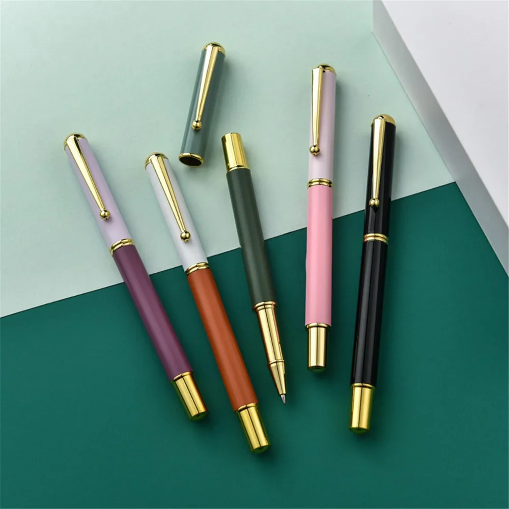 0.5 Mm Macaron Half-Color Metal Pen Business Signature Gift Gel Pen High Quality School Office Supplies Beautiful Pens Wholesale