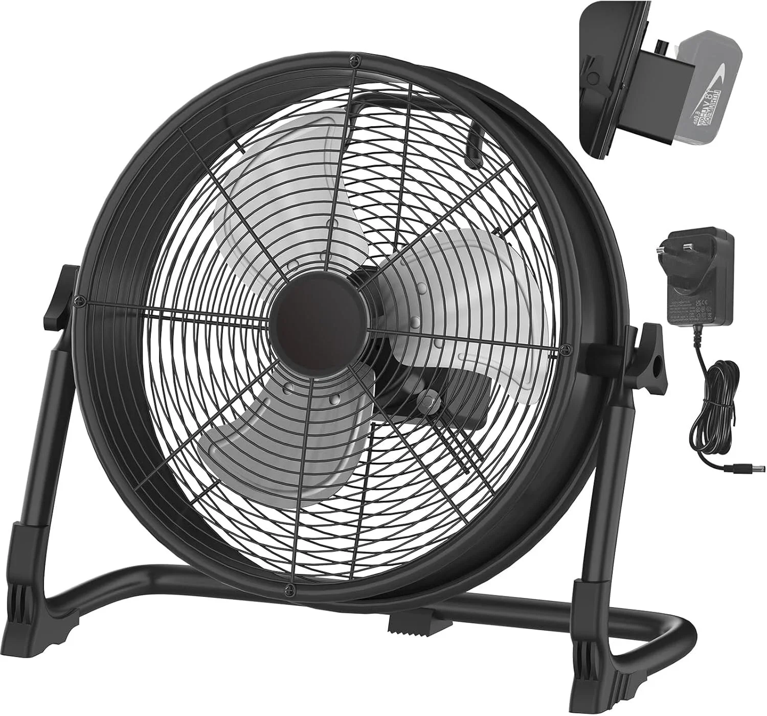 

12 Inch Portable Fan Compatible With Makita Battery Outdoor Floor Fan with Adapter Jobsite Garage Emergency Travel Camping Fan