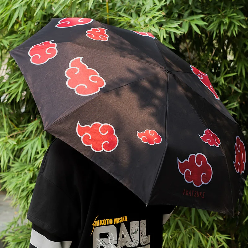 

Hot Anime Naruto Umbrella Automatic Sunny Umbrella Akatsuki Sasuke Animation Peripheral Cartoon Creative Parasol Children's Gift