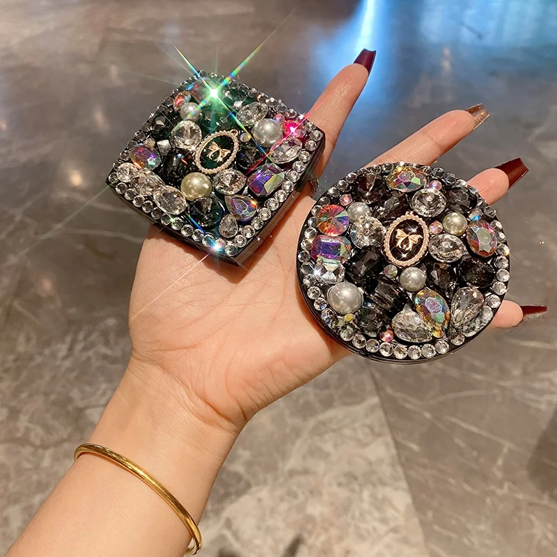 Portable Handheld Dual-Sided Diamond Embedded eup Mirror Creative Sle  Size Beau Care Tool for Personal Use