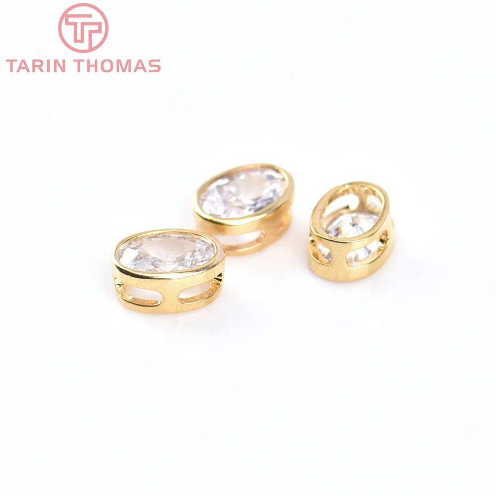 حبات سوار النحاس مع الزركون ، الخرز فاصل البيضاوي ، 24K لون الذهب ، عالية الجودة ، لتقوم بها بنفسك اكسسوارات المجوهرات ، الجملة ، 5628 ، 7x9mm