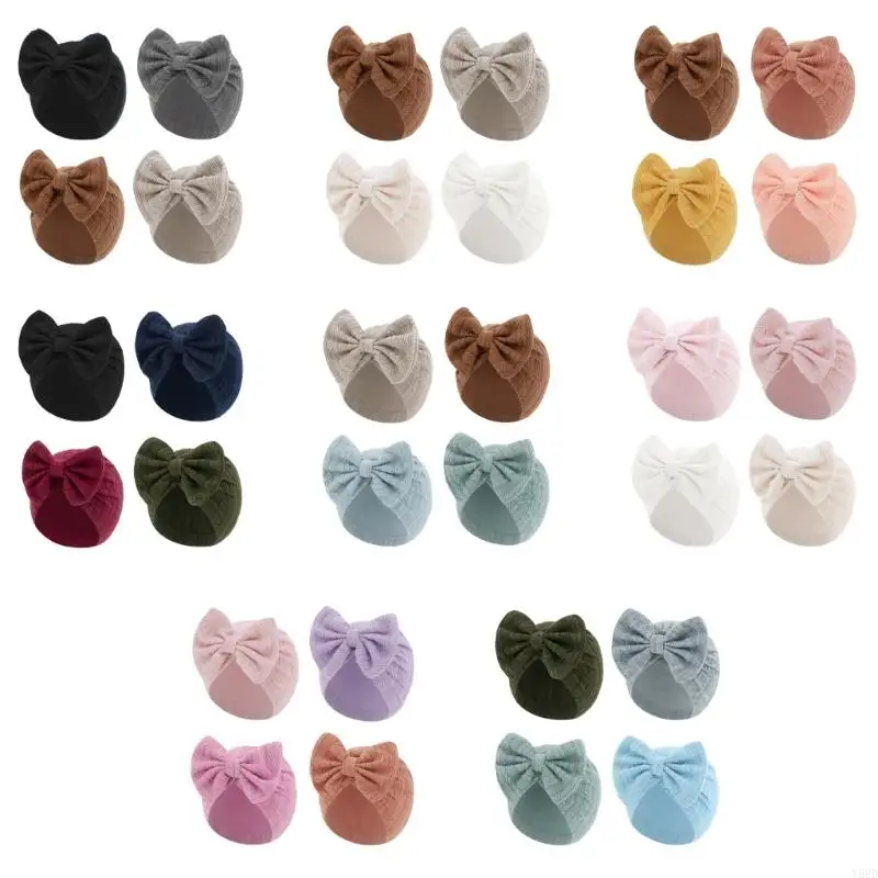 

Y88d 4pcs Хлопковая шляпа для новорожденных Bowknot turban ляпа