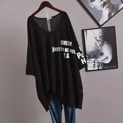 Oversize Letter Printing T Shirt Tops Summer New Short Sleeve Loose Solid All-match Thin Pullovers Casual Fashion Women Clothes