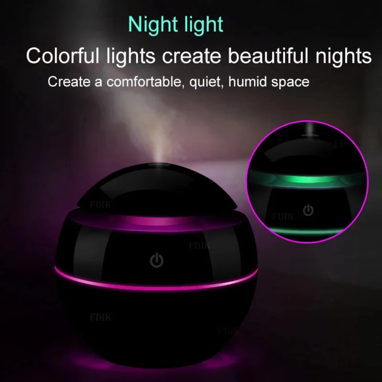 Mini USB Ultrasonic Essential Oil Diffuser with Air Purifier, 7 Color Change LED Night Light for Office Use, 130ml Capacity