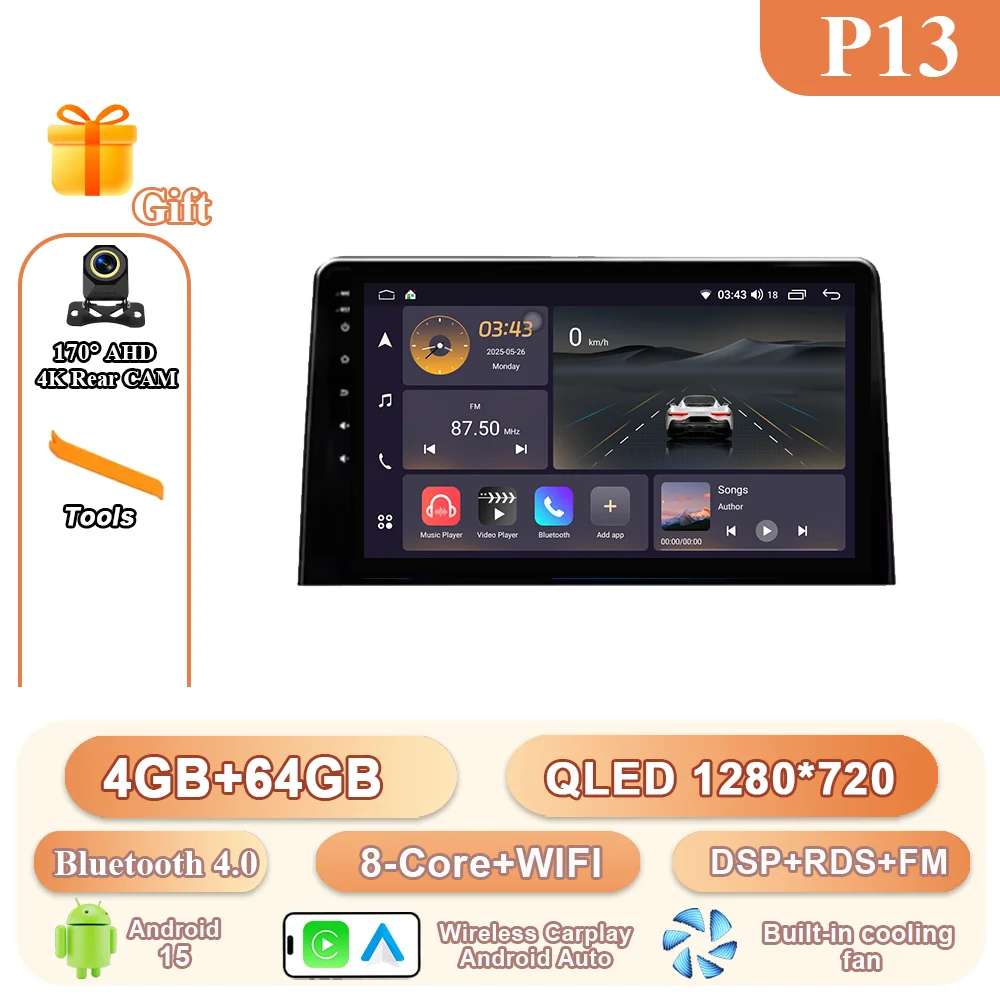 Android 15 Carplay Autoradio Stereo Voor Citroen Berlingo 2019 Peugeot Partner Rifter 2020 Voor Opel Combo Multimedia Video Player