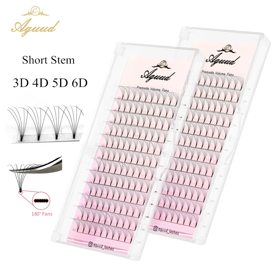 AGUUD Premade Fan Lashes Short Stem Premade False Russian Volume Eyelash Extensions Individual Mink Lashes 3D 4D 5D 6D  Makeup