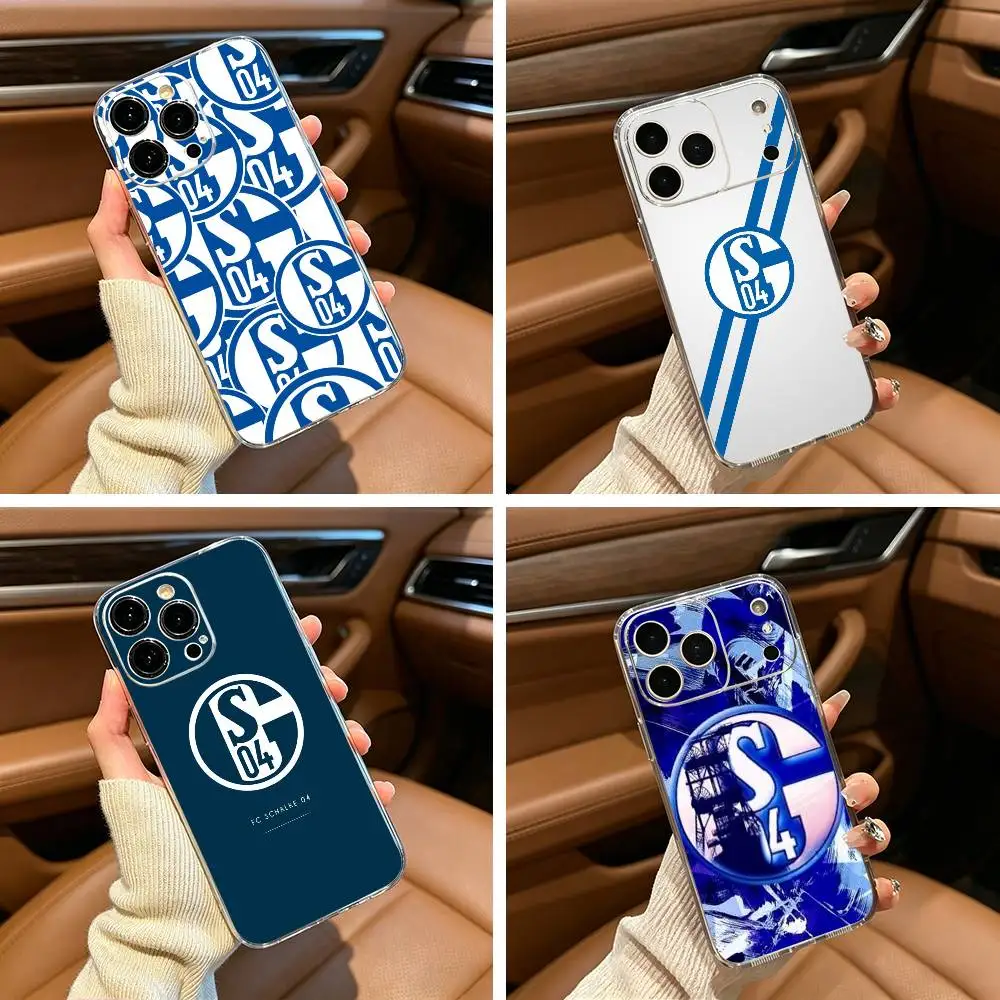 

Classic S-Schalke 0 4 P-Pattern Phone Case For iPhone17,16,15,14,13,12,Pro Max,16/15/14 Plus XS Soft Silicone Transparent Cover