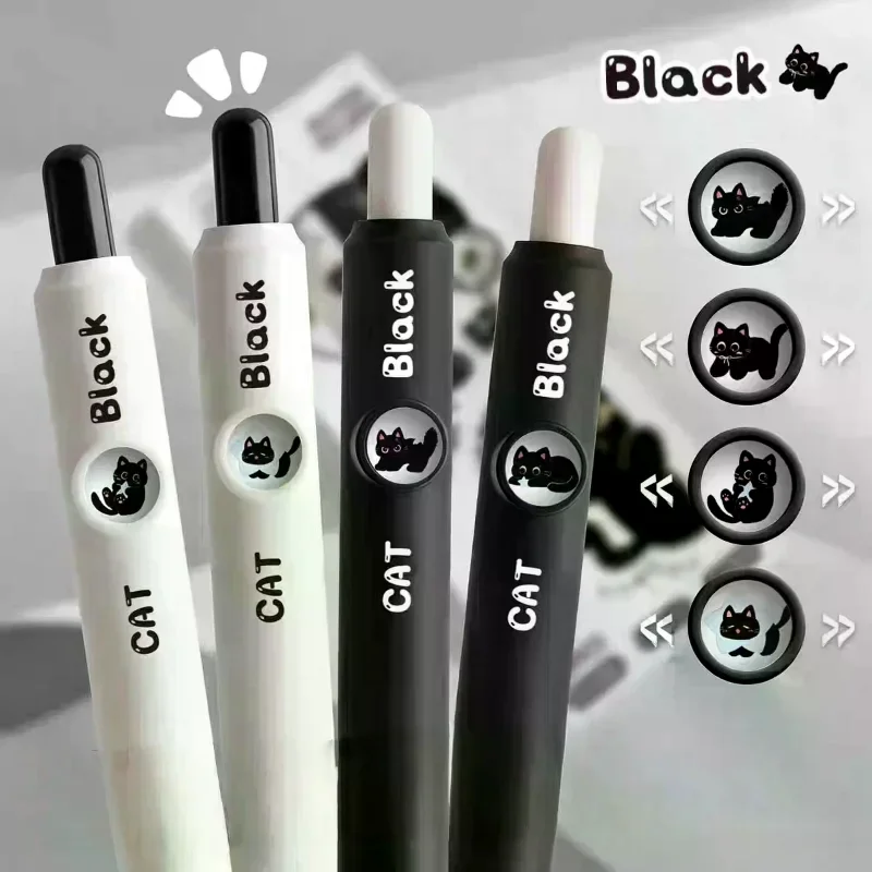

Набор из 4 гелевых ручек с милым кошачьим узором, 0,5 мм, быстросохнущие черные чернила, плавное письмо, выдвижные ручки, школьные канцелярские принадлежности, подарок на день рождения