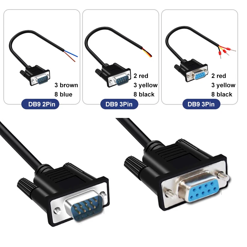 

RS232 DB9 Serial Cable Single Head 2Pin 3Pin with Terminal Wire Double Shield Connecting Line 485 422 Data Line 9Pin to XH2.54