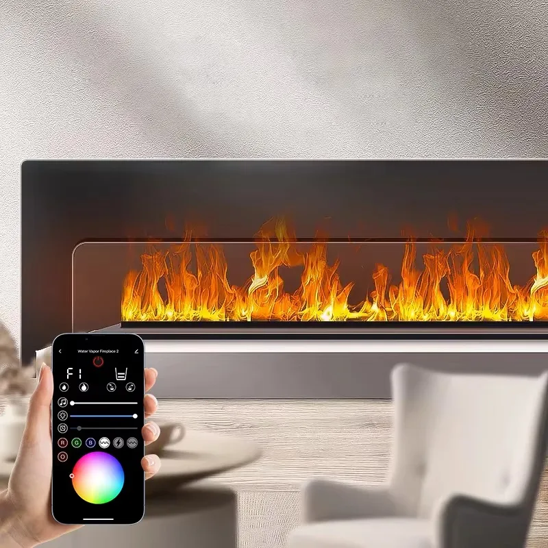 

Ew 3D flame electric fireplace with humidifier and silent water mist 1800mm atomized smart water vapor fireplace