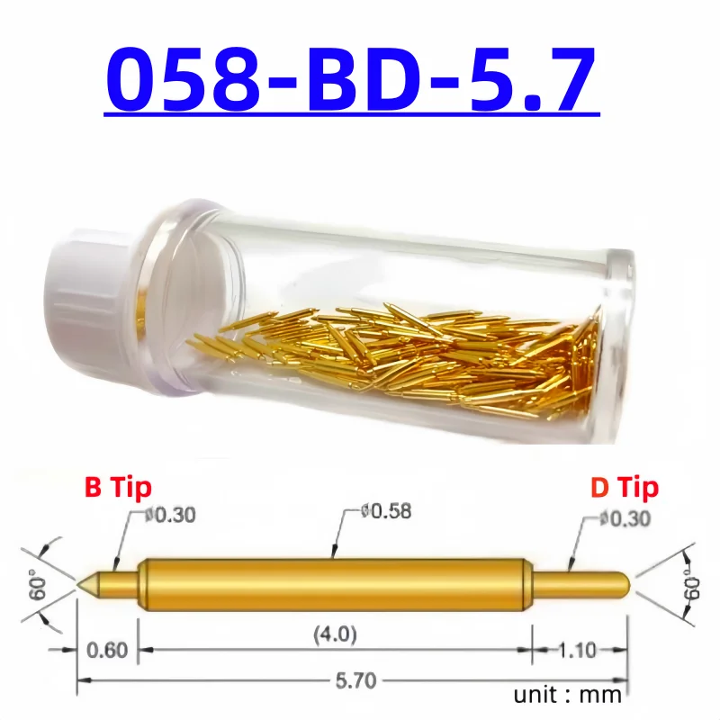 

100pcs Double-ended Test Needle Test Probe BGA Semiconductor Probe 058-BD-5.7L Telescopic Spring Test Pin 5.7 Pogo Pin