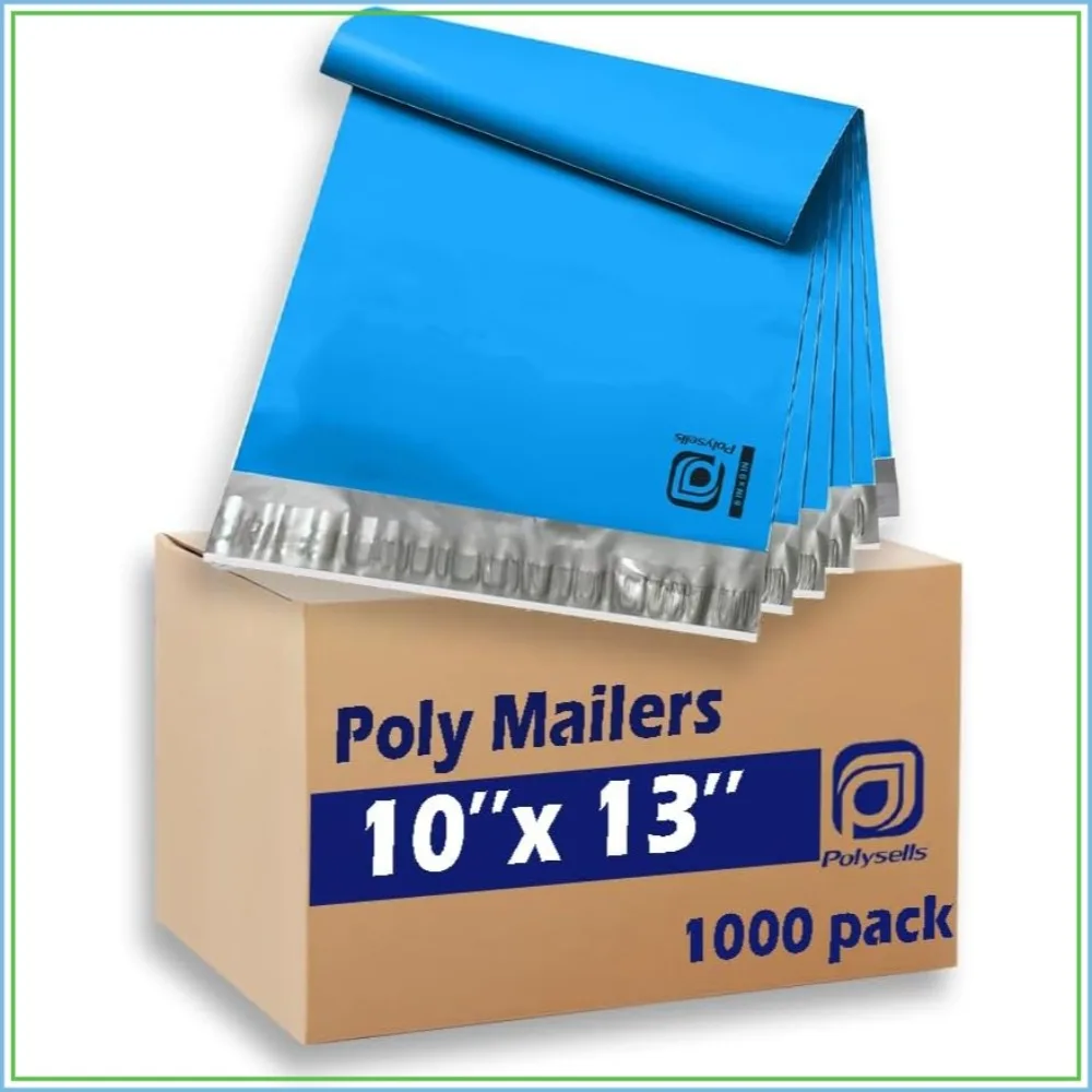 

1000 Pack 10x13 Blue Poly Mailers, Strong Adhesive, Waterproof & Tear-Resistant Shipping Envelopes for Clothing, Books, Accessories