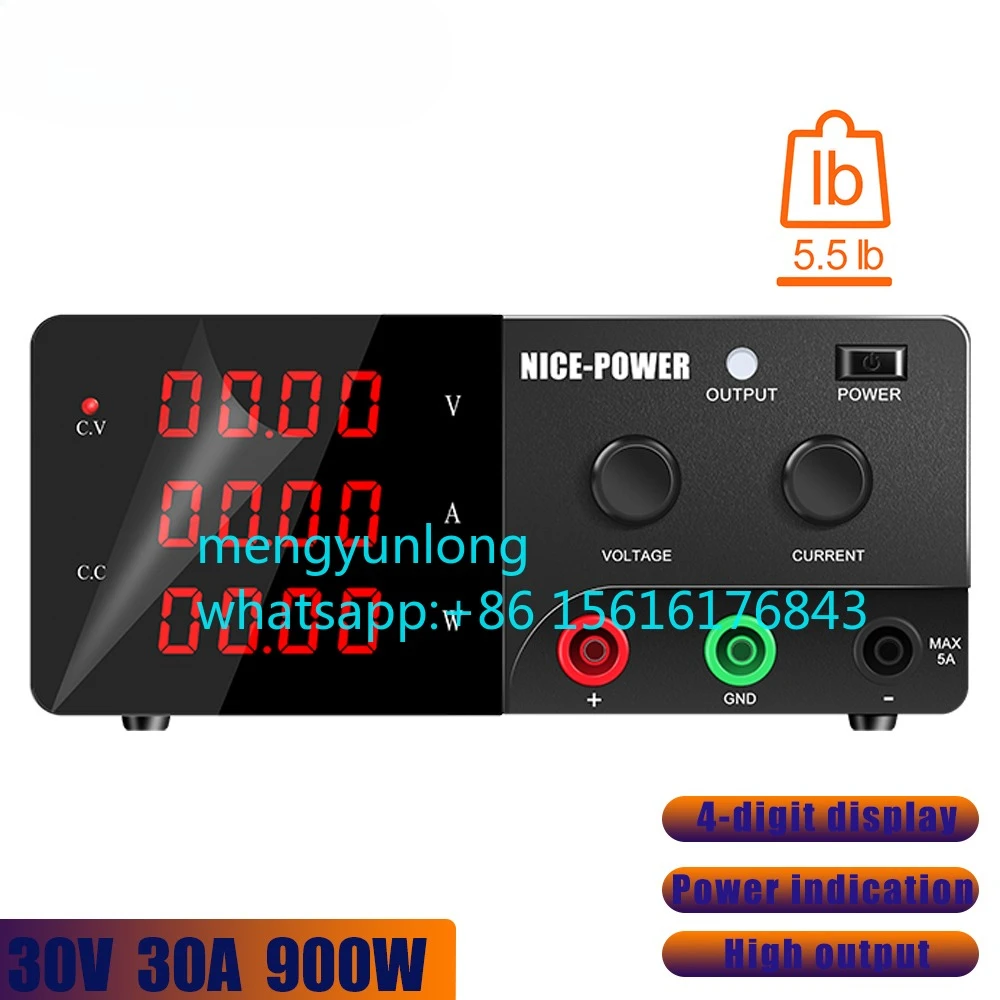 

KUAIQU R-SPS3030 30V 30A 900W 5V 12V 15V 24V 1A 2A 5A 10A Adjustable DC Switching Power Supply Car Center Panel Electrical Test