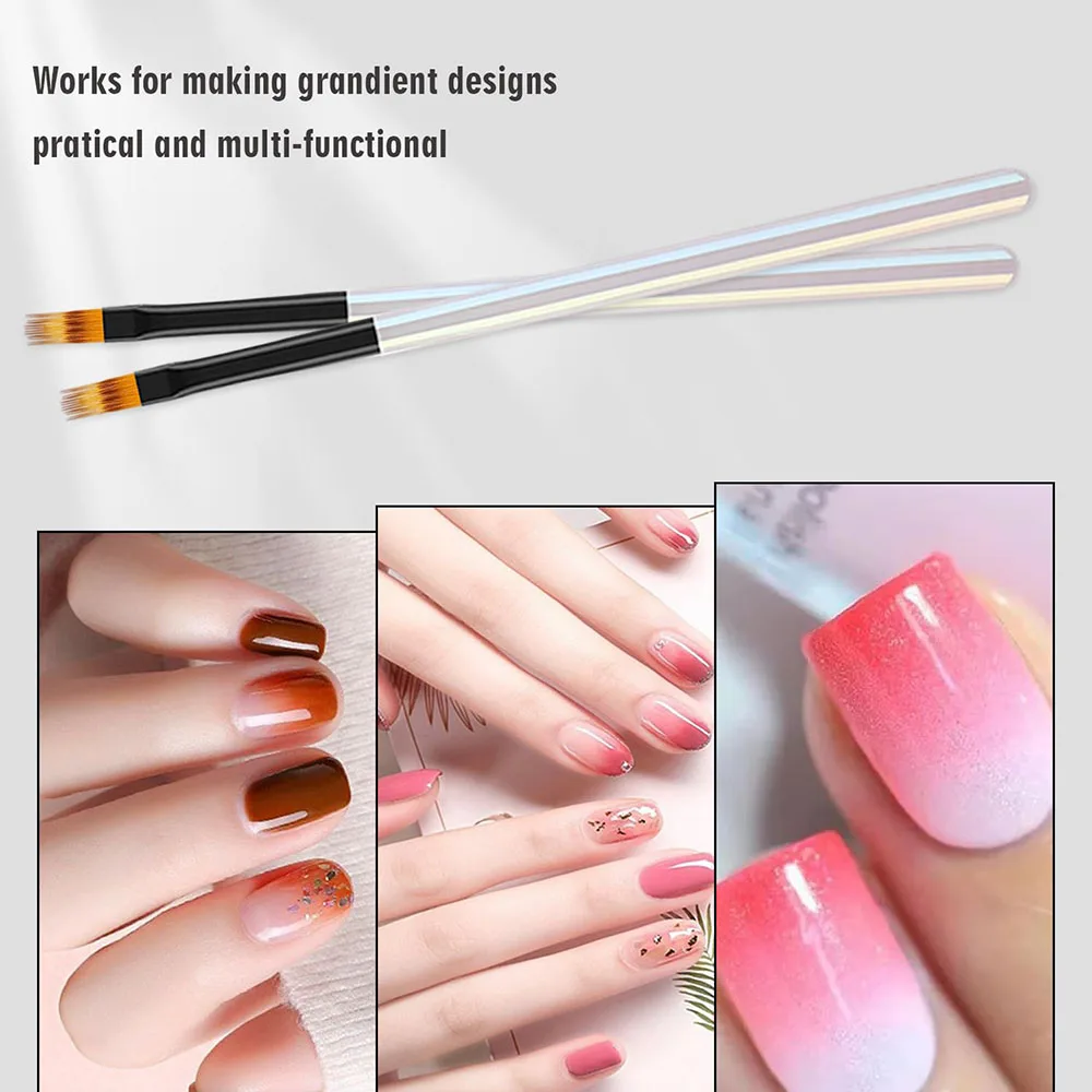 1 pc prego ombre escova para unhas acrílicas arte gradiente pintura escova caneta aurora lidar com para design de unhas pincéis gel polonês escova