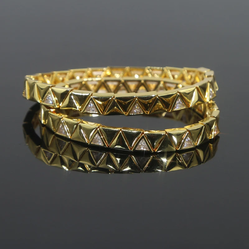 Gold Color Geometric Oval Stretchy Stretch Beaded Tennis Chain Bracelet For Women Fashion Adjusted Jewelry