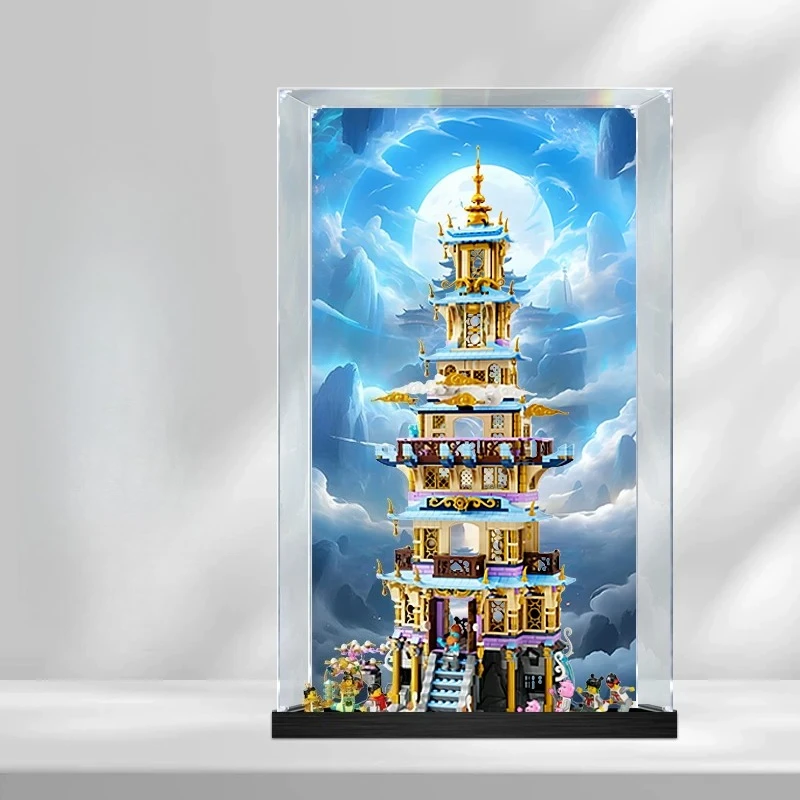 Dust‑Proof Acrylic Display Showcase for lego 80058 Monkie Kid Celestial Pagoda, Transparent Model Collectible Storage Display Bo