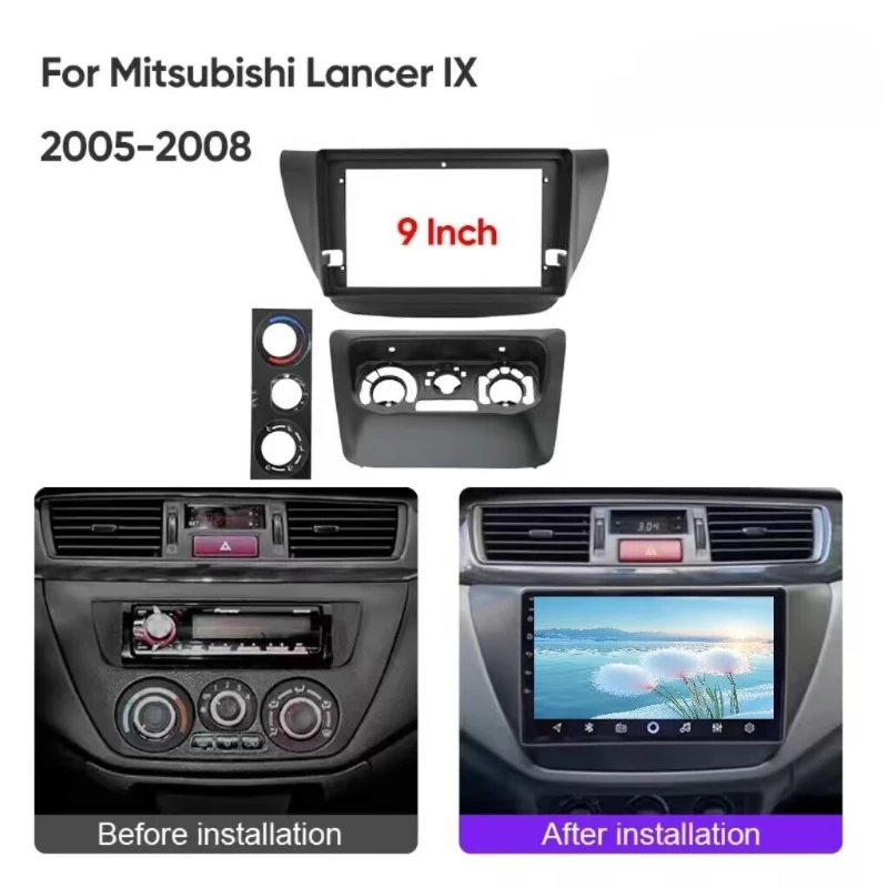

9inch Frame For MITSUBISHI Lancer IX 2005-2008 Car Fascias 2 Din Head Unit Panel Dash Frame Installation