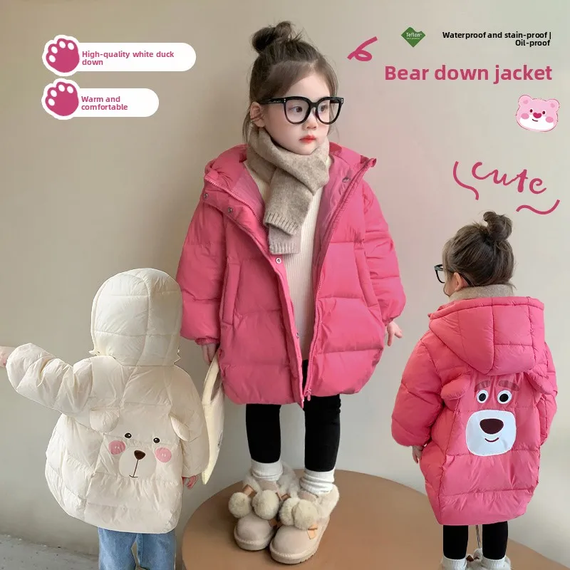 

Girls' Lotso Down Jacket 2025, Fashion Thick Mid-Length Winter Coat for Toddlers