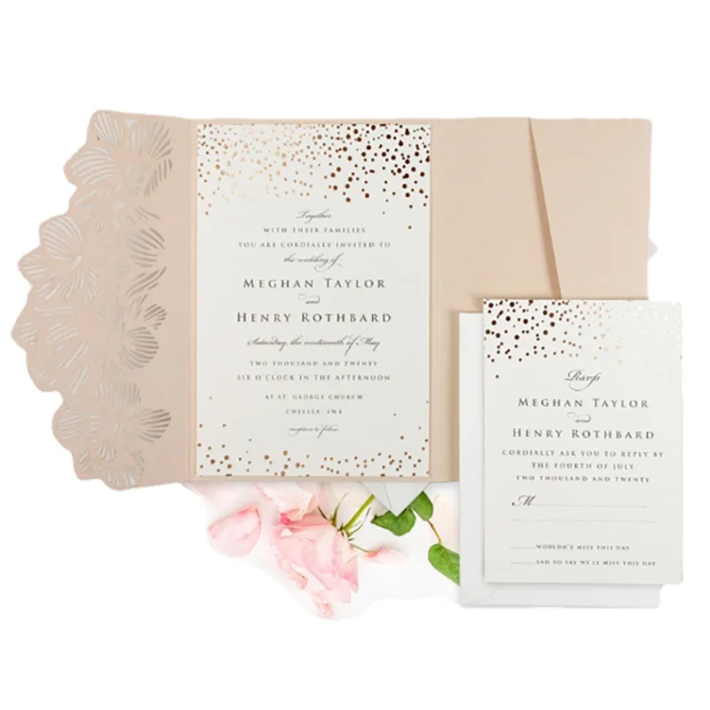 

Nude Pink Wedding Card Invitation Gift Cards Customized Invitations RSVP 50 Sets Multi Colors