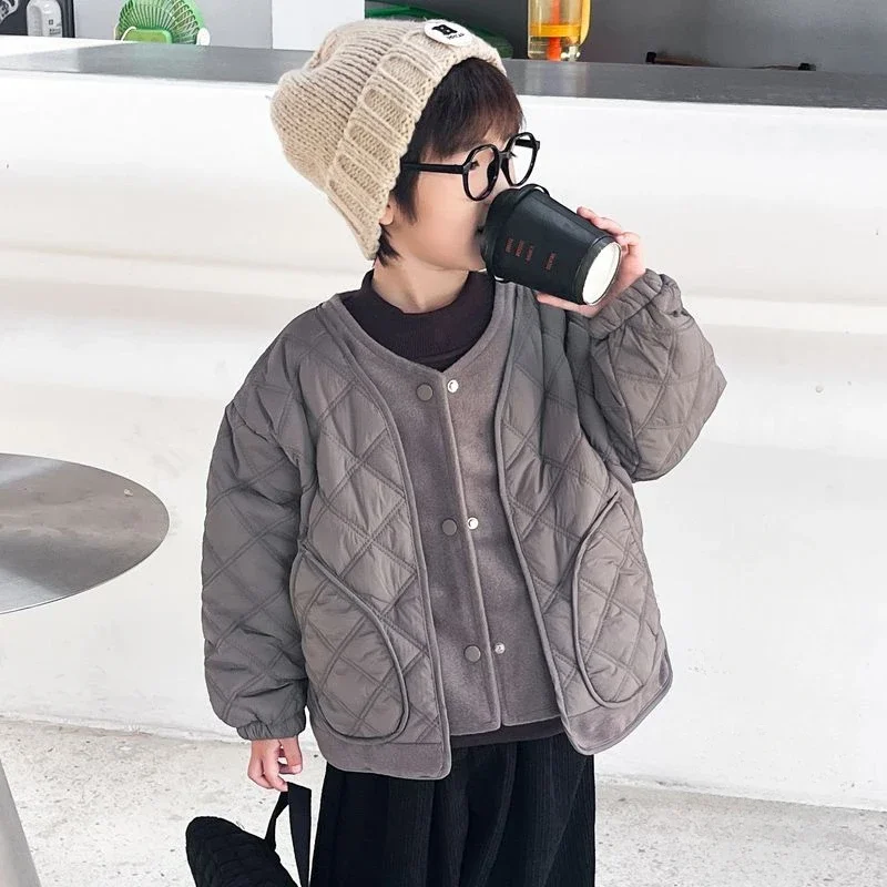Kids Coats 2024 New Autumn Winter Cotton Warm Fashion Casual Simple Style Baggy image 5