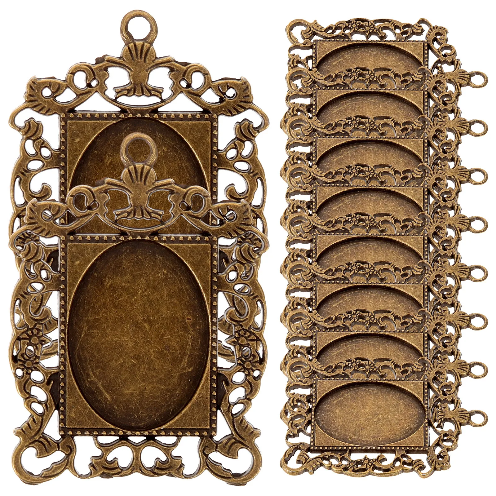 

10Pcs Oval Bezel Pendant Trays Alloy Base for DIY Jewelry Making Resin Craft Bezel Pendant Charm Frame Settings