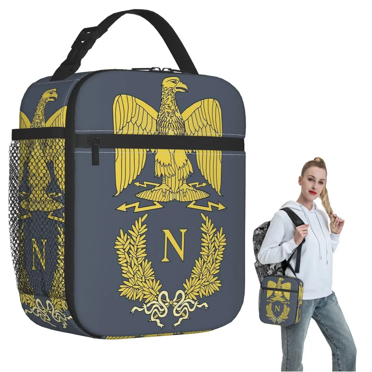 Napoleon Bonaparte Emlem Insulated Lunch Bag for Women Children Leakproof Food Boxes Thermal Lunch Box Tote