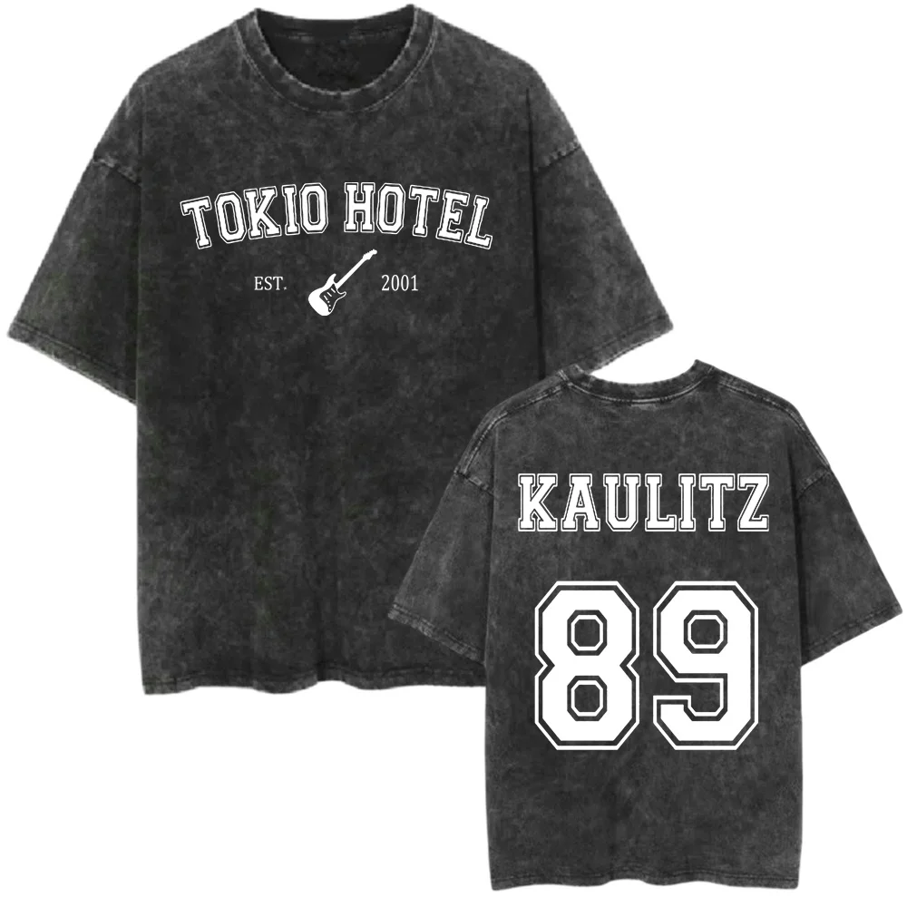 Summer Trend Man T-shirt Tokio Hotel Retro Washed T-shirts Woman Oversized Hip Hop T Shirt Harajuku Streetwear Unisex Top Tee