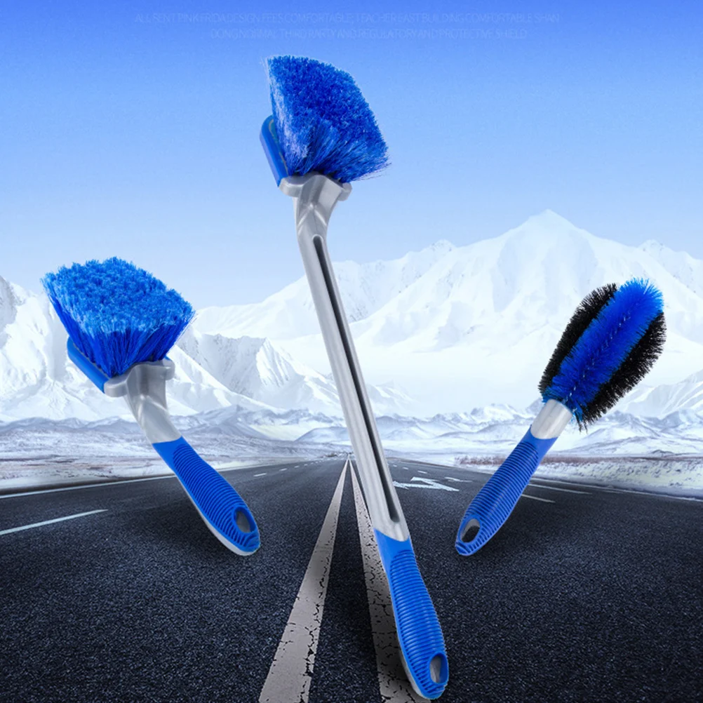 

3 Pcs Professional Car Tyre Brush Kit Wheel Cleaning Brush Metal Surface Brim Gap Brush for Home Shop Car (Short Handle Rim