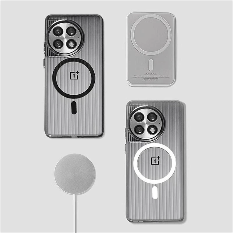 Magnetic Case For OnePlus 13 Case For MagSafe Matte Transparent Luggage Stripe Slim Cover For OnePlus13 5G Hard Shell