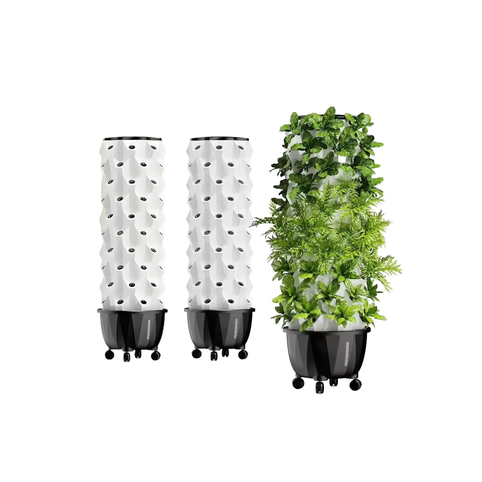 8 Tier Vertical Hydroponic Tower Holds 64 Plants Commercial NFT Growing System Water Saving High Density Planting for Garden Far