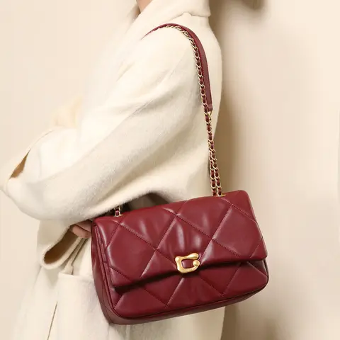 ITAMOOD prawdziwej skóry luksusowy łańcuszek mała kwadratowa torba pikowana oryginalna konstrukcja damska torba na ramię modna torebka