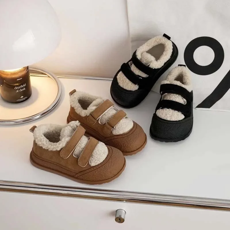 Winter Plush Baby Casual Shoes Lamb Plush Cotton Shoes Thickened Warm Girls Plush Shoes Outside Boys Shoes Toddler Boy Shoes