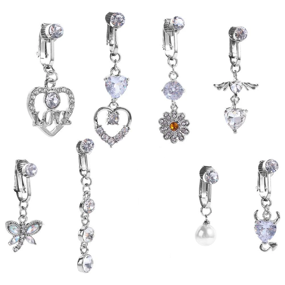 الفولاذ المقاوم للصدأ هيئة ثقب المجوهرات حجر الراين البطن خاتم على شكل زر هندسي السرة وهمية ثقب البطن ثقب البطن