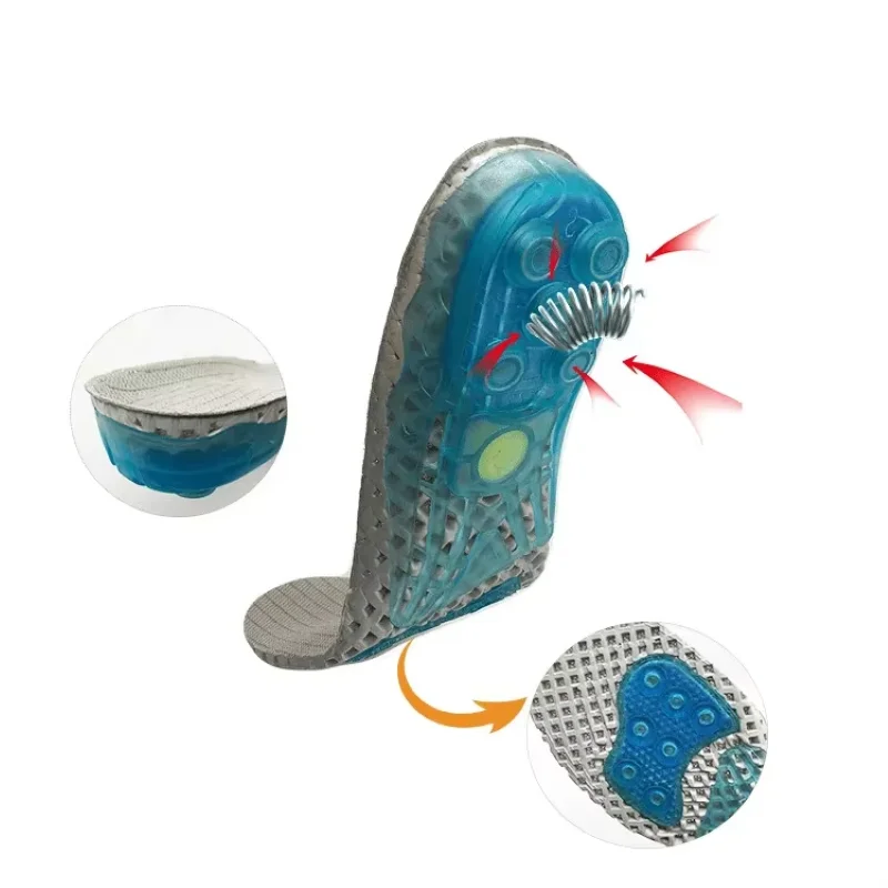 Orthotic Insoles for Flat Feet & Plantar Fasciitis, Silicone+EVA Spring Arch Support, Breathable Foot Care for Running/Standing