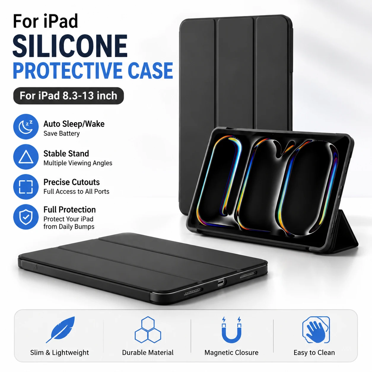 Magnetic Case For IPad Pro11 2018 2022 Silicon Tablet Cover for IPad Pro11 Inch Magnetic Flip Stand Tablet Cover Soft Back Shell