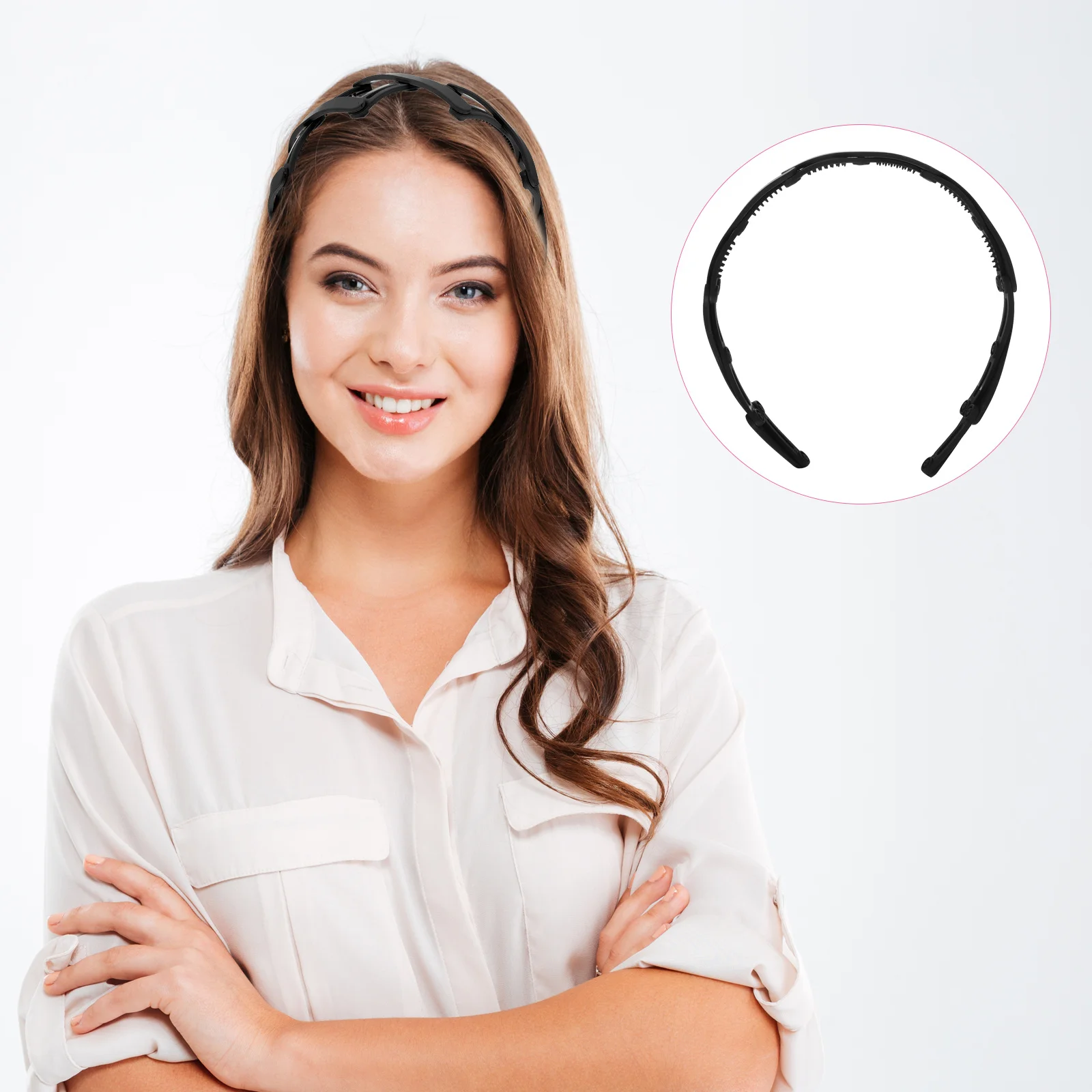 2 قطعة رباط شعر قابل للسحب ومضاد للانزلاق، غطاء رأس بلاستيكي قوي قابل للطي، تصميم مريح لتثبيت الشعر للنساء