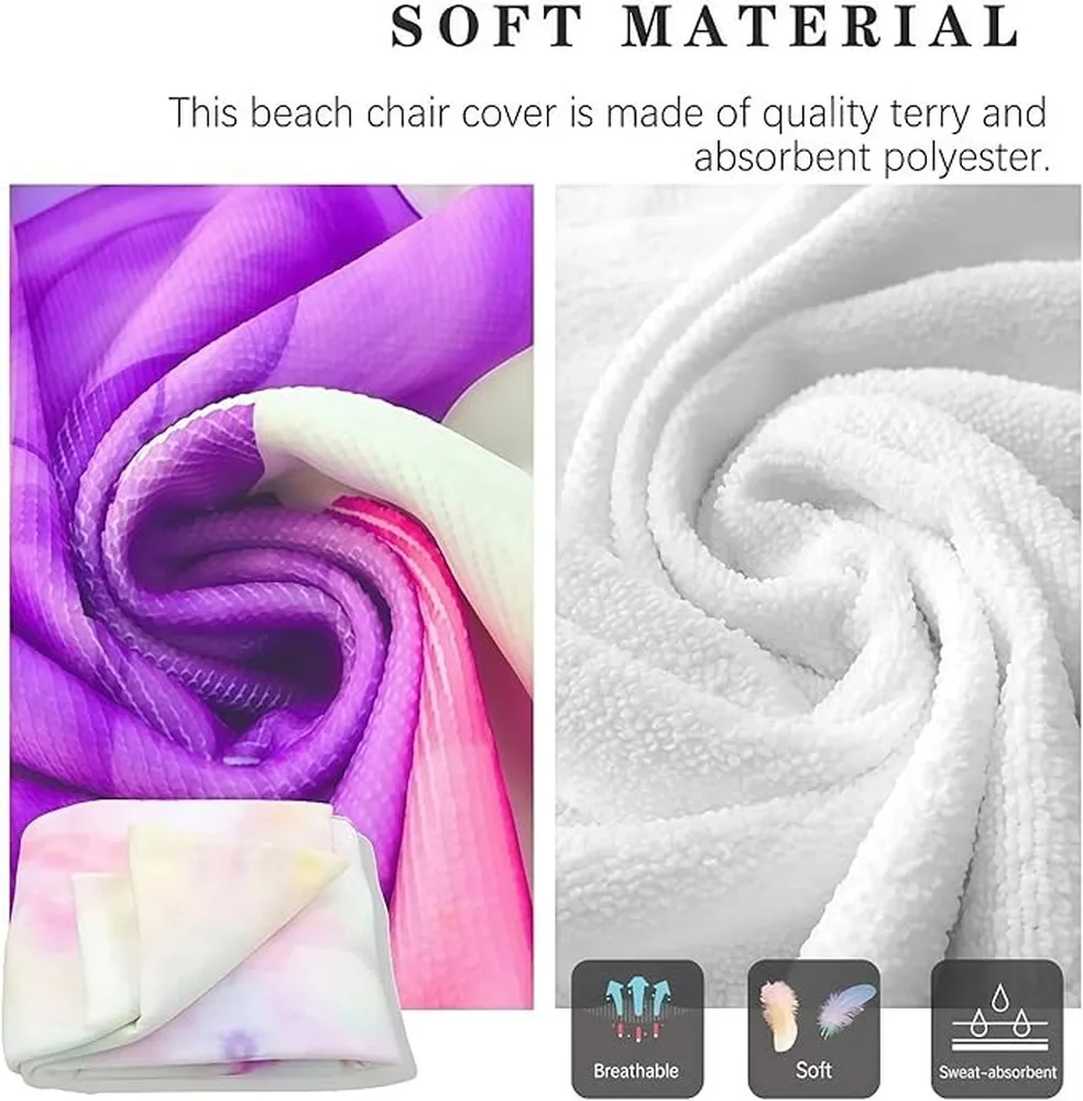 Reclining Striped Beach Towel Microfiber Chair Cover Sand Resistant Quick Drying Soft Texture