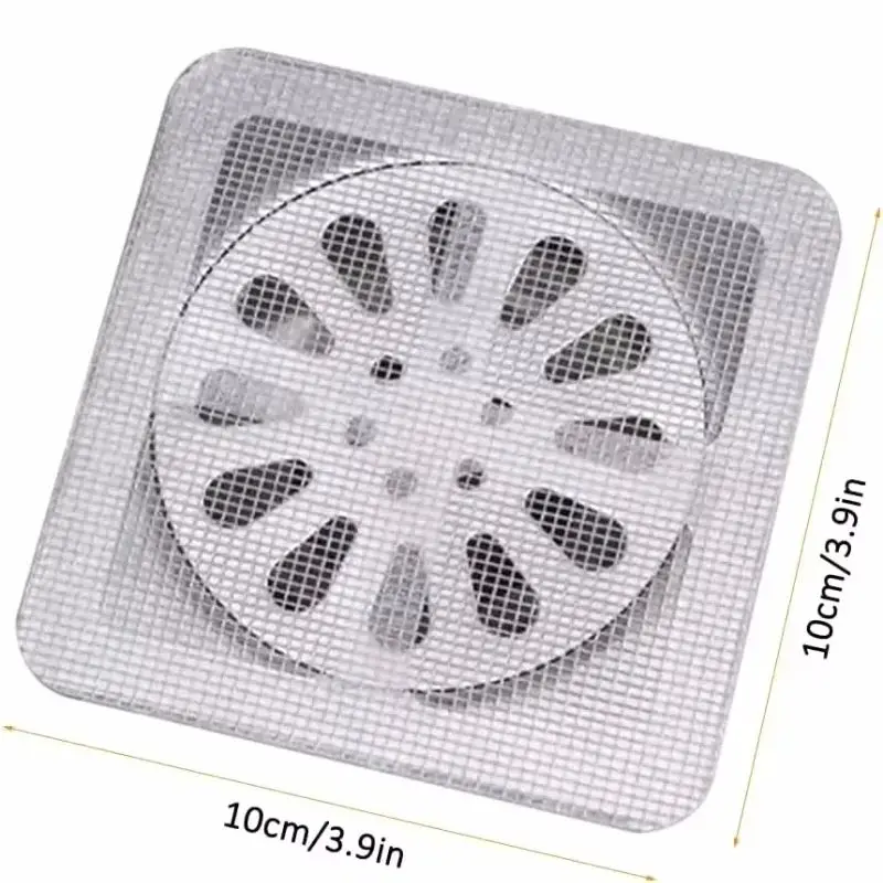 10PCS Disposable Hair Catchers for Shower Floor Sink Strainer Filter Mesh Stickers Mesh Shower Drain Covers Bathroom Accessories