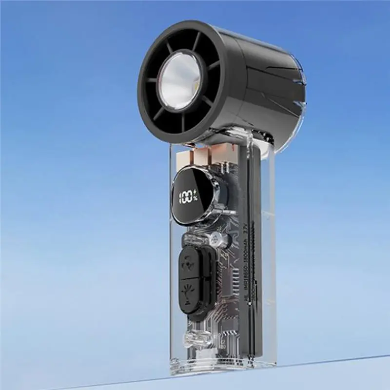 A25U Portable Mini Transparent Handheld Fan,With LED Light, 100 Speed Options, Setting High-Speed Electric Fan